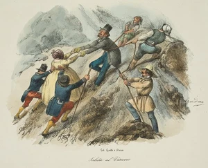 G. DURA (1805-1878), Aufstieg zum Vesuv, um 1857, Lithographie Romantik - Bild 1 von 2