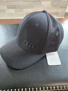 Audi Adjustable Trucker Hat Cap Baseball Hat Black 4 Rings OEM NWT - Picture 1 of 6