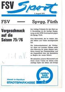 Cuaderno de programa de fútbol 75/76 Copa FSV Frankfurt - SpVgg Fürth - Imagen 1 de 1