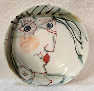 Jim Reno Pottery Bowl Man's Face Signed Handmade Studio Art Pottery - Picture 1 of 8