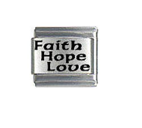 9mm Italian Charms Laser L18 Glaube Hoffnung Liebe passt klassischer Größe Armband - Bild 1 von 1