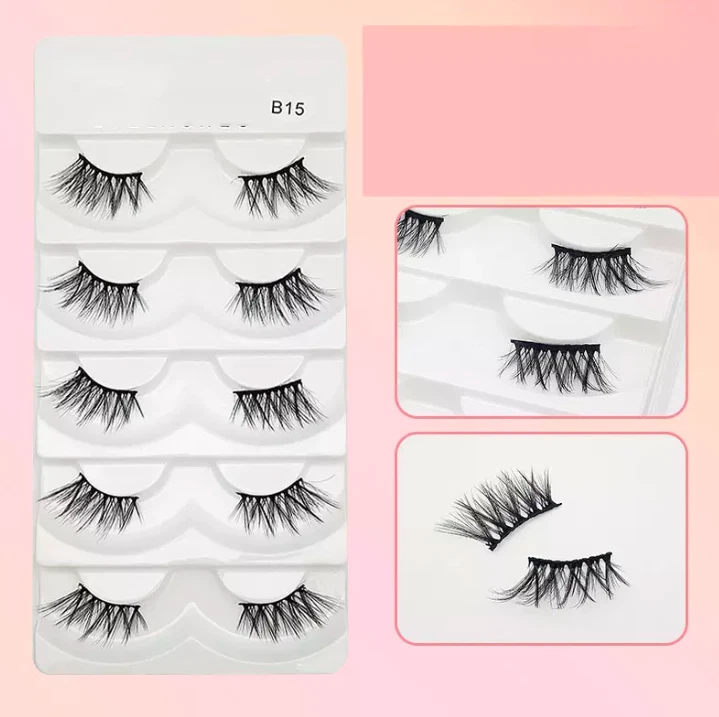 5 Pairs Half Corner Eyelashes Wispy Natural Thick Cross False Fake Eye Lashes AU - Image 1 of 2