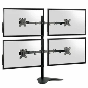 Quad Four Arm Desk Mount LCD Computer Monitor Bracket Stand 13”-32” TV Screen - Picture 1 of 6