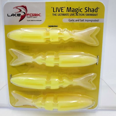 Lake Fork Live Magic Shad Chartreuse Pearl Swimbait 4.5" Garlic Salt 4 Count - Image 1 of 3