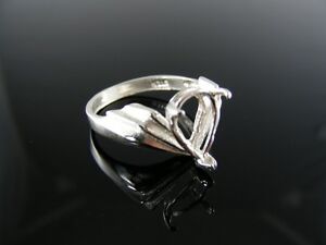 5666 RING SETTING STERLING SILVER, SIZE 7, 10 X 8 MM. PEAR STONE
