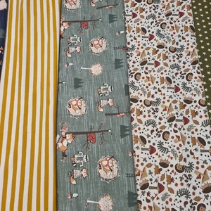 Stoffpaket/ 5x Baumwolljersey 30x70cm für Mützen und Snoods mit Fuchs Neu - Bild 1 von 3