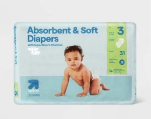 Up & Up Baby Disposable Diapers 31 Count Size 3 (16-28 Lbs) Whale Design - Picture 1 of 6