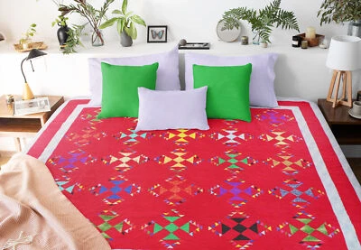 Traditional Shoo Fly variation - FINISHED QUILT - Masculine Quilt - Mini Details - Image 1 of 4