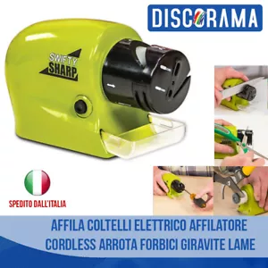 AFFILA COLTELLI ELETTRICO AFFILATORE CORDLESS ARROTA FORBICI GIRAVITE LAME SET - Foto 1 di 5