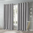 Teddy Fleece Thermal Lined Curtains Eyelet Ring Top Ready Made Pink Silver Grey