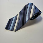 Cravate homme à rayures bleues 100 % soie résistante aux taches fabriquée à la main aux États-Unis