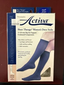 Activa Sheer Therapy Women's Dress Socks 15-20mmHg White Small - Picture 1 of 4