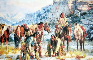 PÓSTER INDIO NATIVO AMERICANO: "INDIOS DIBUJANDO EN LA TIERRA" - Imagen 1 de 1