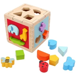 Wooden Shape Sorter Squirrel Play Toy Sorting Cube 3D Puzzle For Baby Blocks NEW - Picture 1 of 8