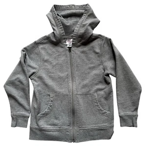 HANNA ANDERSSON Solid Gray Zip Hoodie Sweatshirt Kids 6-7 Cotton 120 Cm - Picture 1 of 5