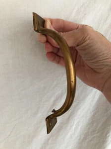 Vintage Rustic Screen Door Pull 5 7/16"Drawer/Door Handle Tarnished Rolled Brass - Picture 1 of 8