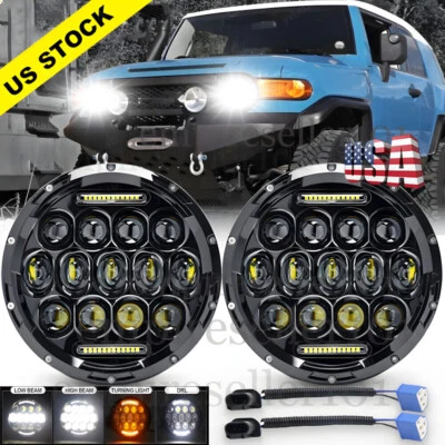 Par de Faróis de LED Redondos de 7"" Polegadas Combo Hi/Lo Beam DRL Para FJ Cruiser 2007-2014 - Imagem 1 de 4