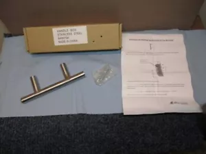 8 IN LONG TUBULAR BARN DOOR HANDLE AND RECTANGULAR PULL SATIN NICKEL FINISH - Picture 1 of 4