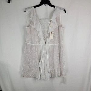 For Love & Lemons Womens Large Stardust Lace Drawstring Mini Dress White Ruffle - Picture 1 of 9