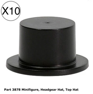Lego 10 Pieces Black Top Hat / City Magician / Groom Mini Figures Headgear - Picture 1 of 1