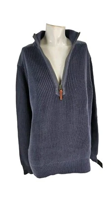 True Measures de J.L. Suéter Powell Para Hombre Grande Algodón Pesado Acanalado 1/2 Cremallera Foto 1 de 4