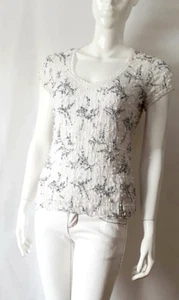 MARKS & SPENCER PER UNA TOP DE ENCAJE ELÁSTICO FLORAL BLANCO Talla 12 - Imagen 1 de 7
