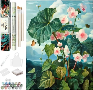 Flowers Paint by Numbers kit for Adults Beginner Large 16x20Inch Pre Drawn Canva - Picture 1 of 11