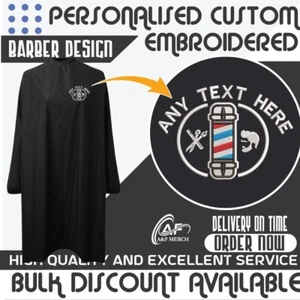 Personalised Embroidered Long Sleeve Waterproof Salon Gown Your Text Barber Spa - Picture 1 of 6