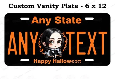 Happy Halloween Gothic Wednesday License Plate Metal Tag Auto ATV Car Bike RV — 第 1/4 张图片