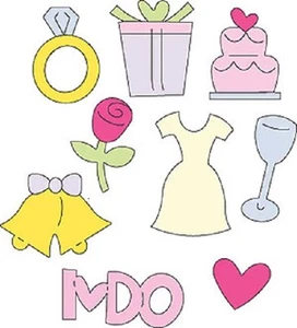 Cuttlebug Metal Die Cut Charm Gift Tag Wedding 3x3 Dress cake ring Rose Heart - Picture 1 of 2