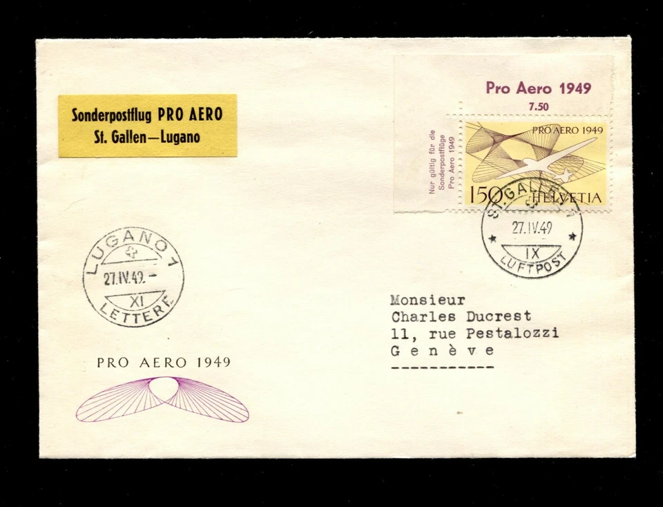 Suiza Núm 518a Borde Esquina Correo Aéreo De St. Gallen Según Ginebra (DÖ37) - Imagen 1 de 1