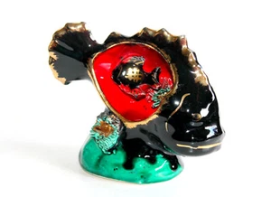 VALLAURIS JOLIE ANCIENNE VEILLEUSE LAMPE POISSON, CERAMIQUE EMAILLÉ DECOR CORAUX - Imagen 1 de 10