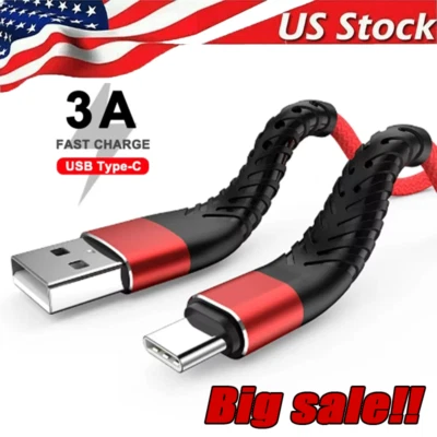 Heavy Duty Braided USB C Type-C Fast Charging Data Sync Charger Cable Long Cord - Image 1 of 4