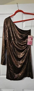 EMERALD SUNDAE Womens Long-Sleeve Line One shoulder Short Body Con Dress XL NWT - Picture 1 of 4