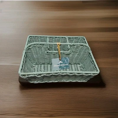 Tommy Bahama Turquoise Wicker Basket Picnic Wine Home Decorations - Image 1 of 4