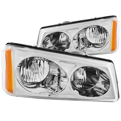 Chrome Clear Lens Crystal Headlight Set fits 2003-2006 Chevrolet Silverado 1500 - Image 1 of 2