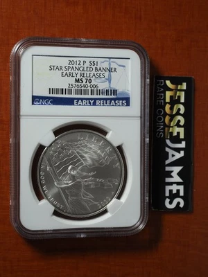 2012 P $1 SILVER STAR SPANGLED BANNER COMMEMORATIVE DOLLAR NGC MS70 ER - Image 1 of 2