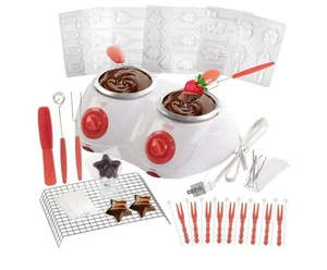 Dual Electric Chocolate Melting Pot Set- Candy Making or Fondue Fountain Kit - Picture 1 of 10