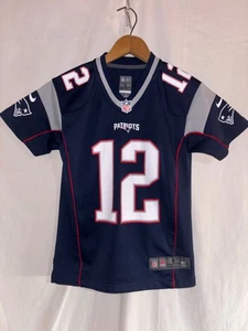 New England Patriots Tom Brady Football Jersey Boys Youth S 8 Nike Blue - Picture 1 of 3