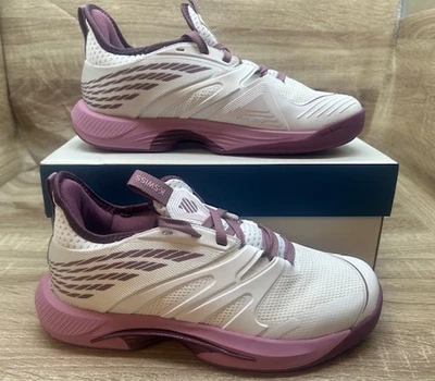 K-Swiss Women’s Speed Trac Tennis Shoes Plantar Support White/Grape NIB Size 8M - Image 1 of 4