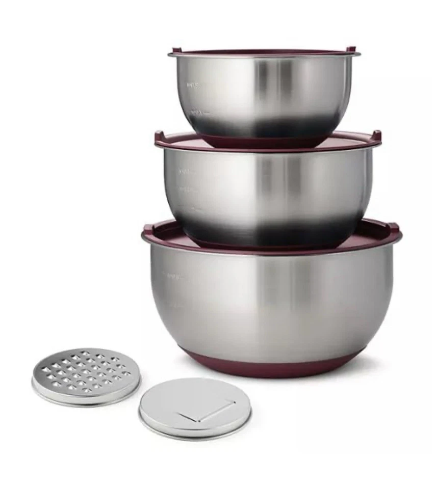 Tramontina Mezclador Acero Inoxidable 8 Piezas y Rallador Juego con Tapas Granate Foto 1 de 4