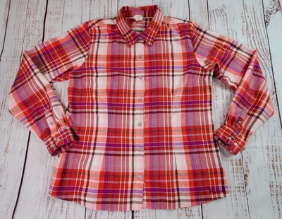 Camisa con botones Marmot para mujer XL roja rosa franela a cuadros mezcla de lana merino caminata Foto 1 de 4