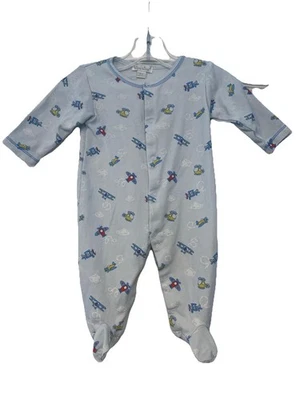 Baby Boys Kissy Kissy Blue Airplane One Piece Pajamas Size 3-6 Months  - Image 1 of 2