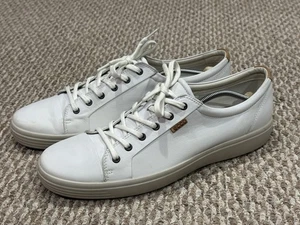 ECCO Soft 7 Leather Sneaker Shoes Mens Size 16 White Lace Up Low Top - Picture 1 of 11