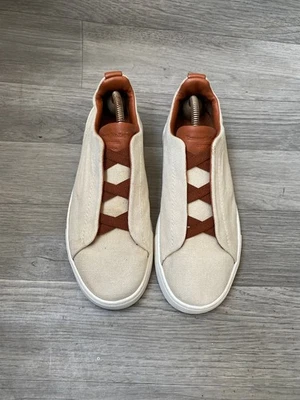 Zapatillas sin cordones Ermenegildo Zegna triple puntada beige talla 39 EE. UU. 6,5 UK 5,5 Foto 1 de 4