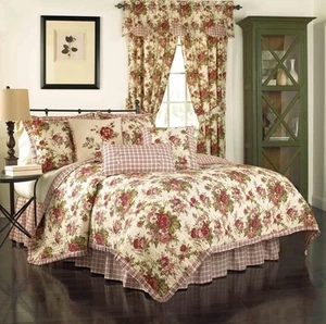 Waverly Norfolk Modern Farmhouse Floral 4-Piece Full Queen Quilt Set - Picture 1 of 15