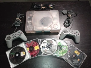 Crystal Clear PSX 7501 Five Twisted Metals Two Mad Catz Controllers Tested Works - Picture 1 of 8