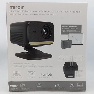 Miroir L810S Pro 1080p Smart LCD Projector w/ Two 5W Speakers Dolby Sound - Image 1 of 4