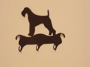 CLOSEOUT AIREDALE 3 HOOK LEASH or KEY HOLDER WROUGHT IRON - Imagen 1 de 1