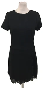 French Connection Women's Dress Size 12 Black Lace Wrap Over Used F1 - Picture 1 of 11